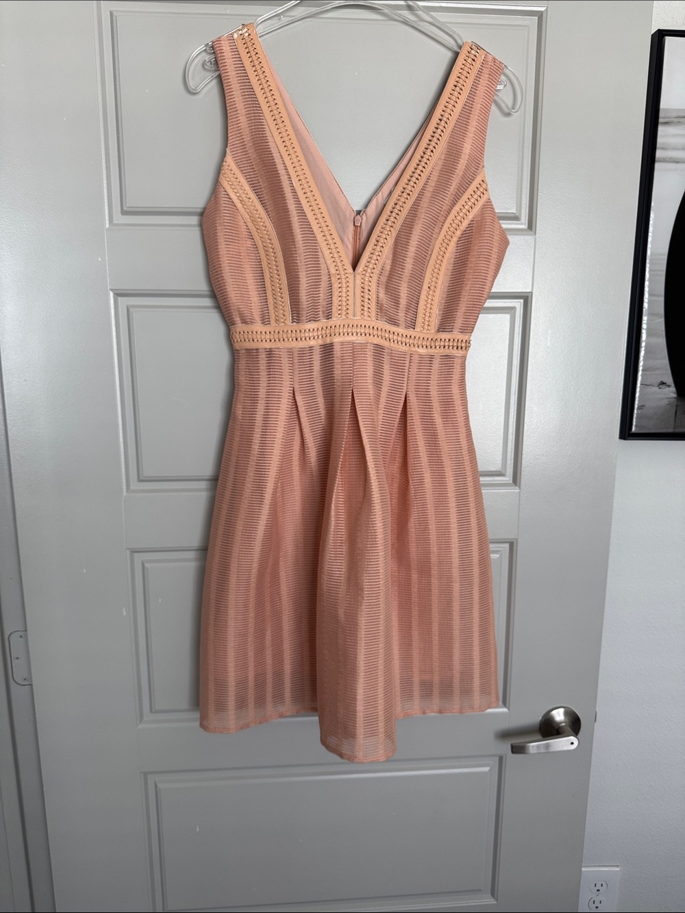 NWOT JENNI V-Neck Peach Lace-Trim Slip Dress, 4/S